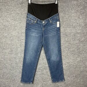NEW Gap Maternity Full Panel Straight Leg‎ Jeans Blue Denim 27/4